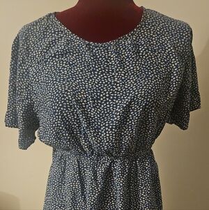 SHEIN Navy and White Midi Dress